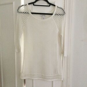 White House Black Market White Fishnet Top S